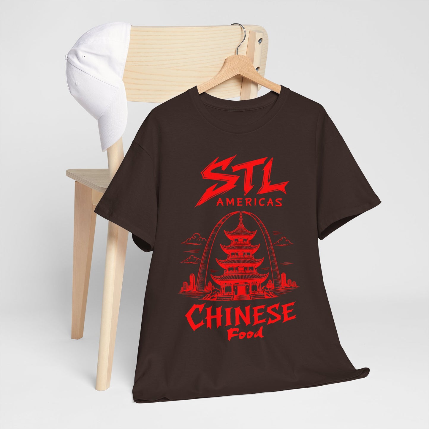 STL Americas Chinese Food T-Shirt — Retro Pagoda Graphic Tee