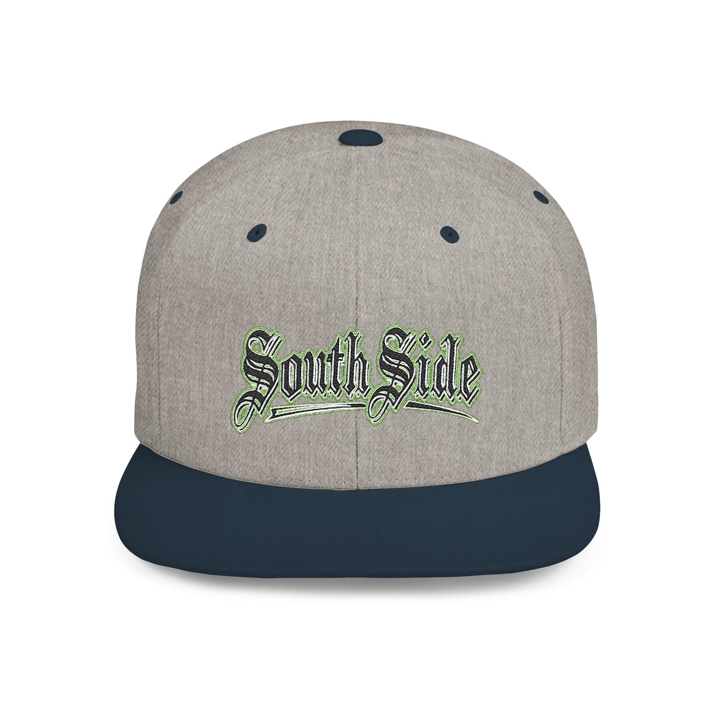 South Side Flat Bill Snapback Green outline Printify