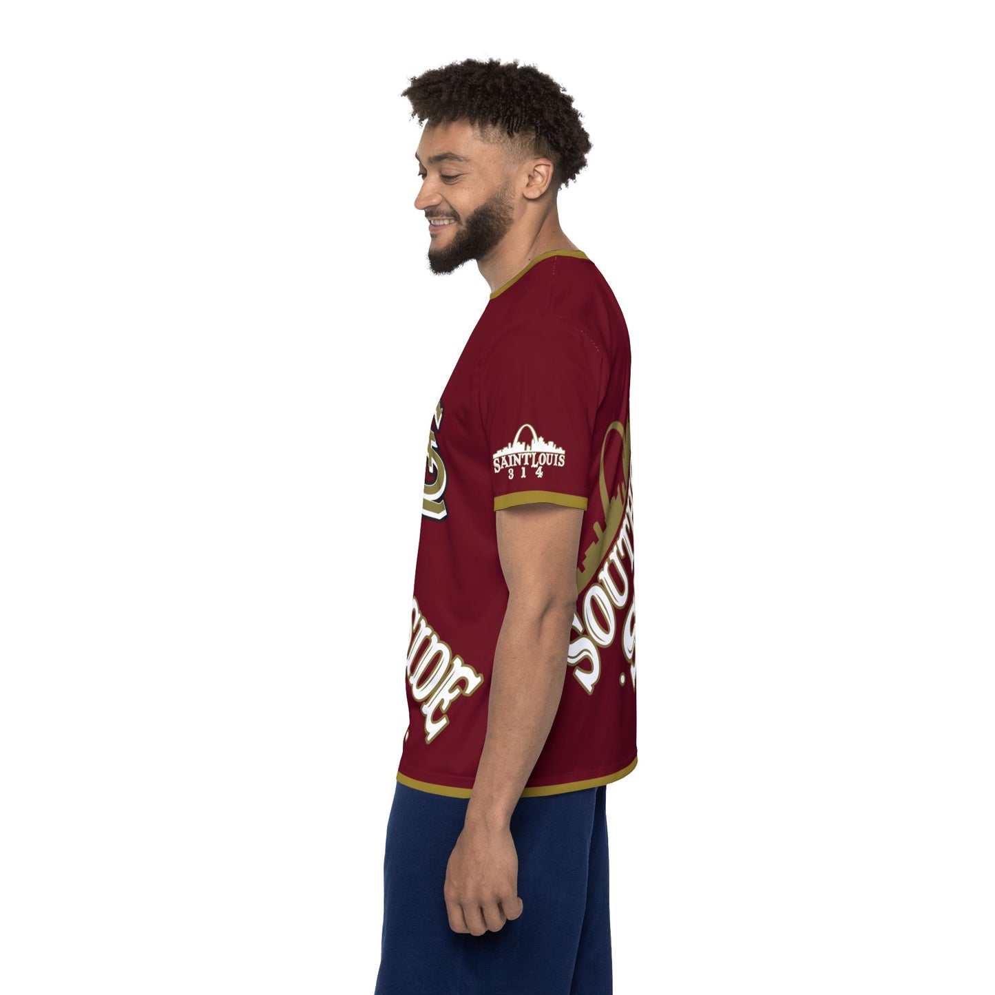 Southside STL All Over Print Sport Jersey (Burgundy)– Gold Skyline Edition