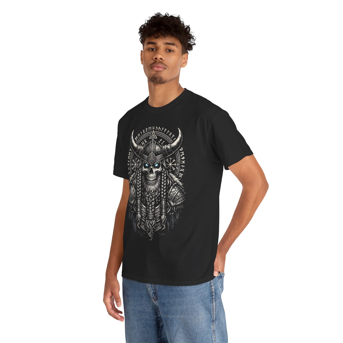 Viking Skull Warrior Tee – Norse Rune Heavy Metal T-Shirt