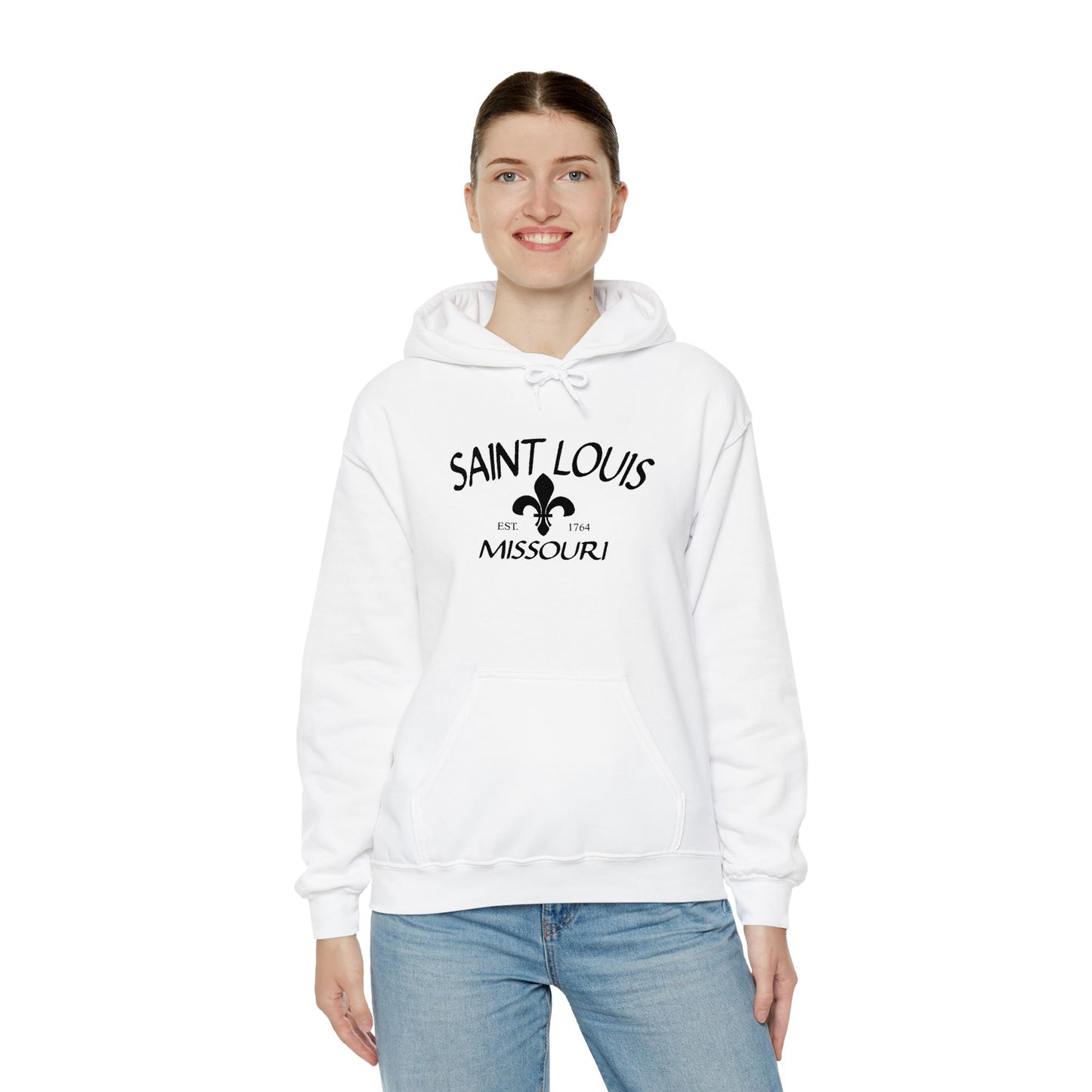 Saint Louis Missouri Embroidered Hoodie (Black Lettering)