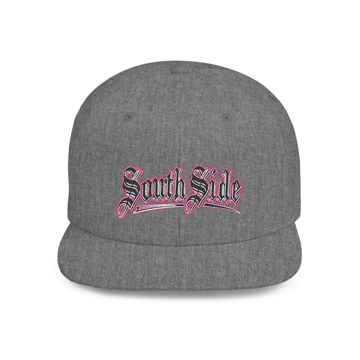 South Side Flat Bill Snapback Pink outline Printify