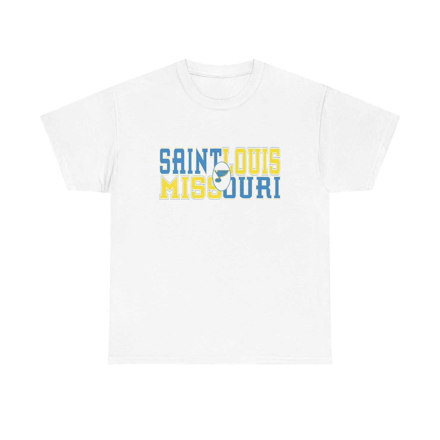 Saint Louis Missouri Tee in Blue & Gold Font