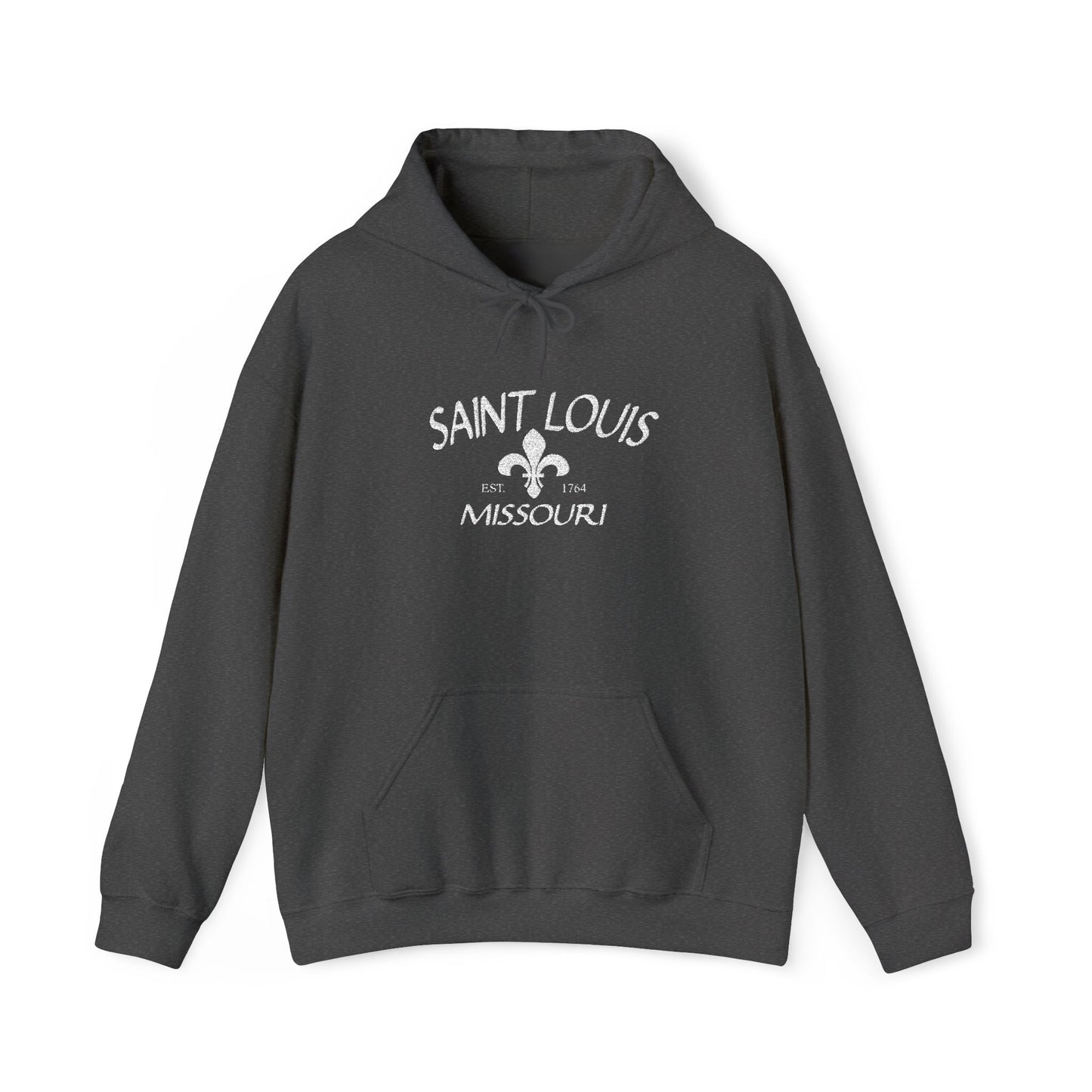Saint Louis Missouri Embroidered Hoodie — White Lettering Printify