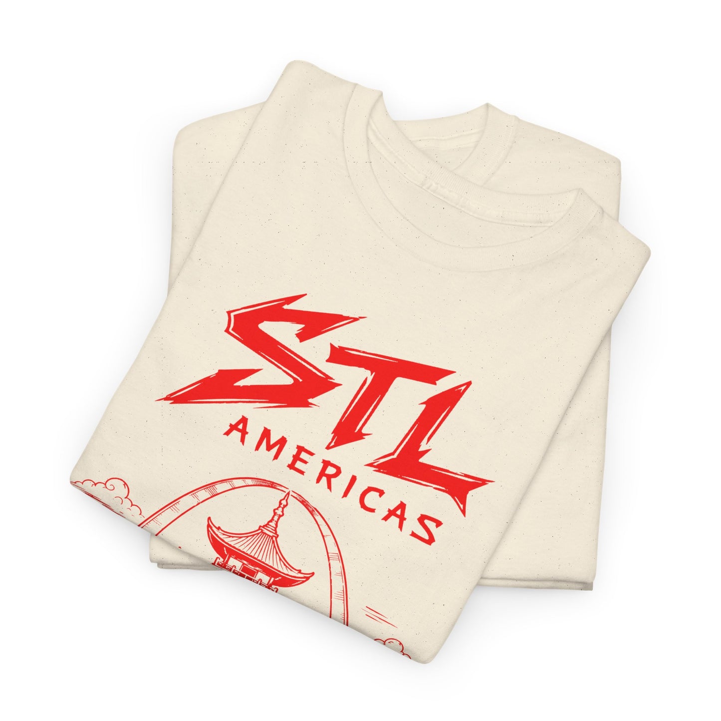 STL Americas Chinese Food T-Shirt — Retro Pagoda Graphic Tee