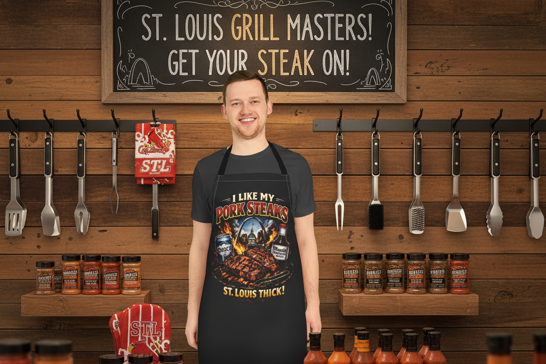 St. Louis Pork Steaks BBQ Apron — "I Like My Pork Steaks" Grilling Apron