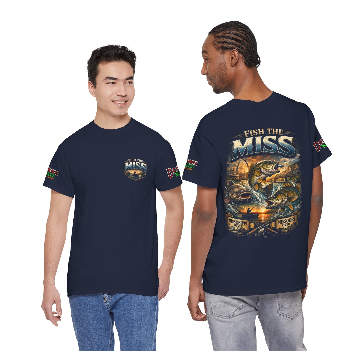 Fishing T‑Shirt - "Fish the Miss" Bass Fishing Graphic Tee (Front & Back Print)