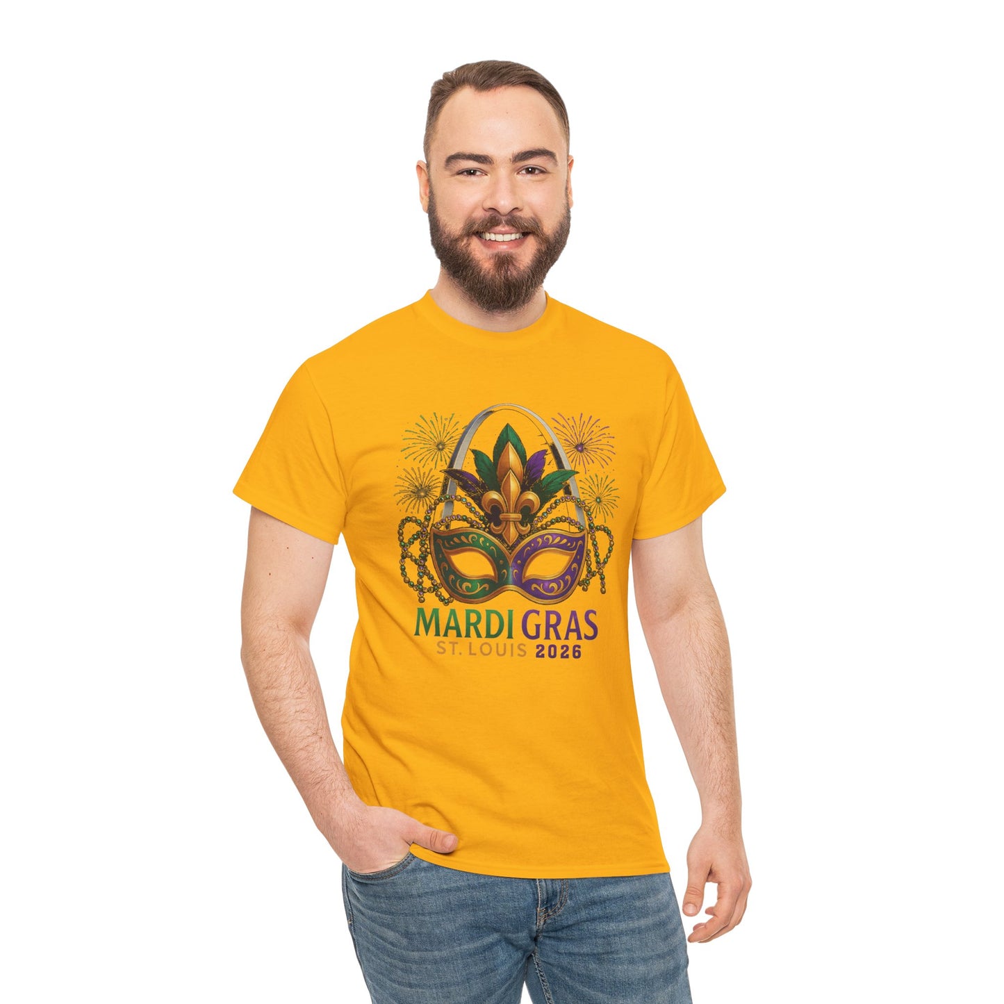 Mardi Gras Graphic T-Shirt — Festive Mask & Beads Tee