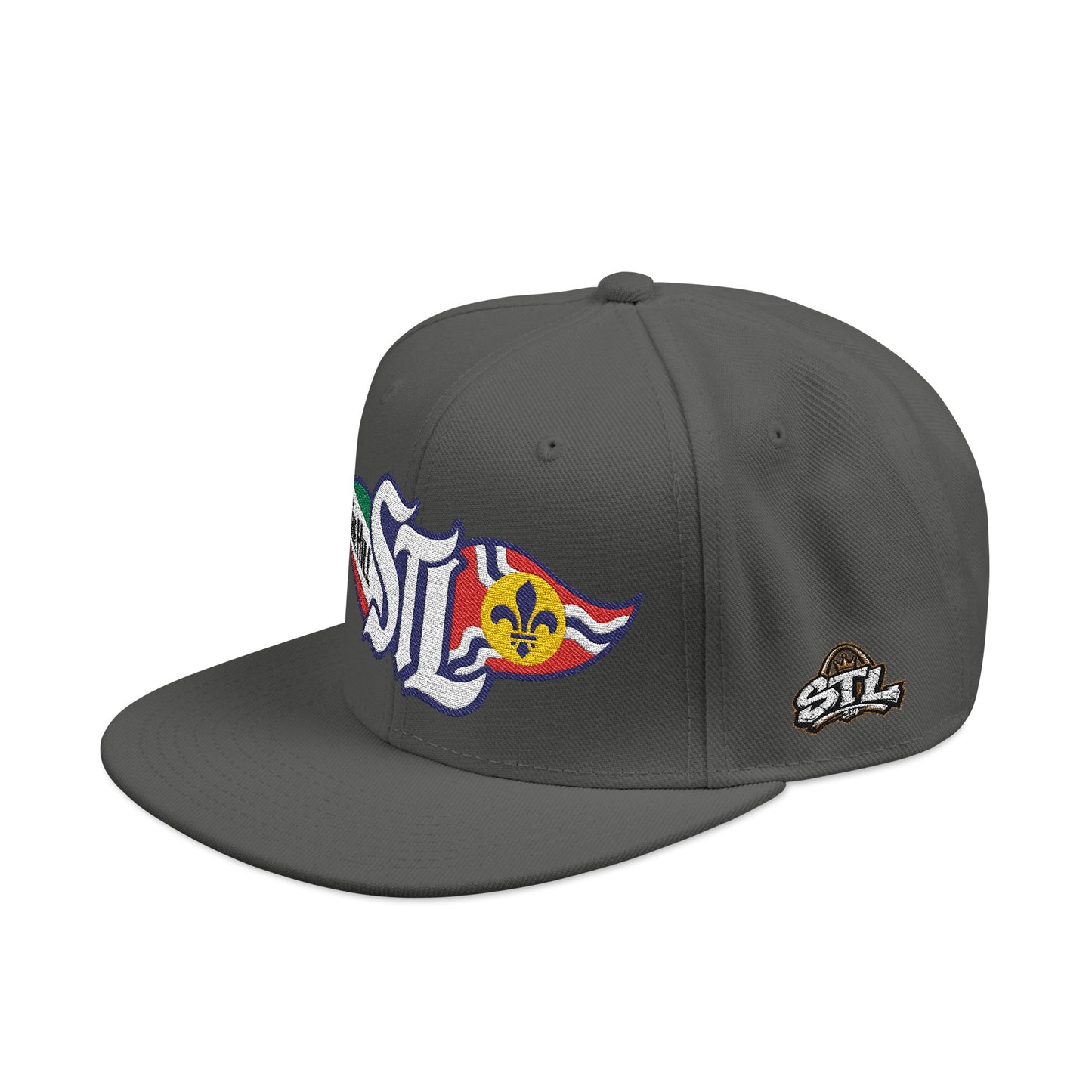Embroidered Snapback Hat — STL Logo with The Hill Flag  and Saint Louis Flag