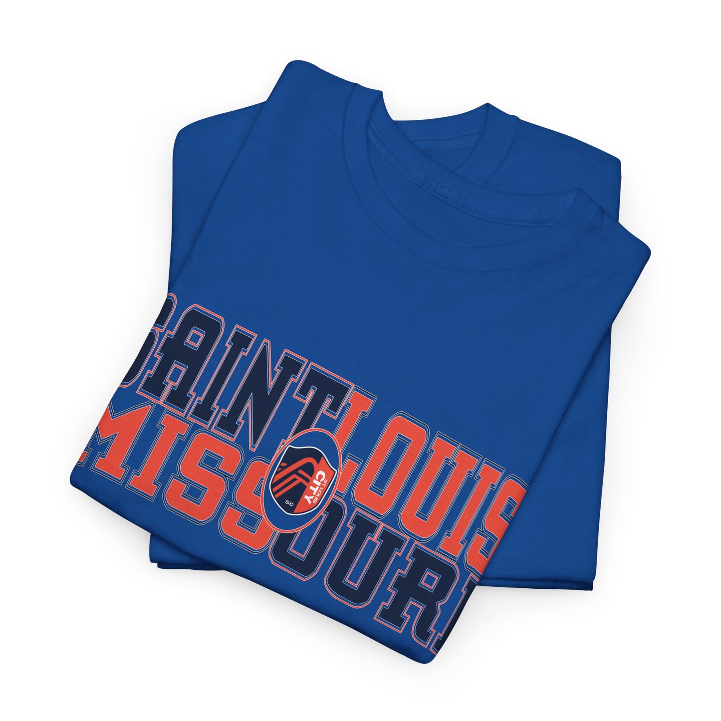 Saint Louis Missouri Tee in Blue and Red Font
