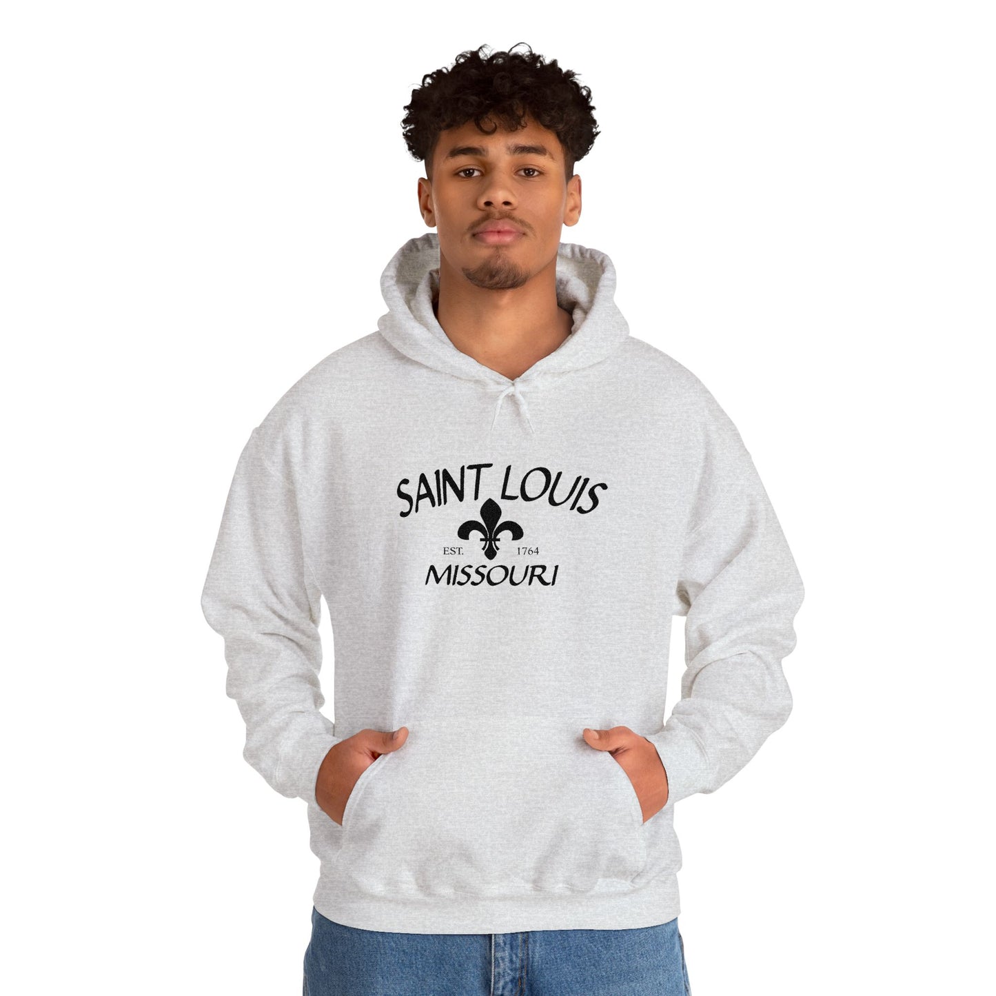 Saint Louis Missouri Embroidered Hoodie (Black Lettering)