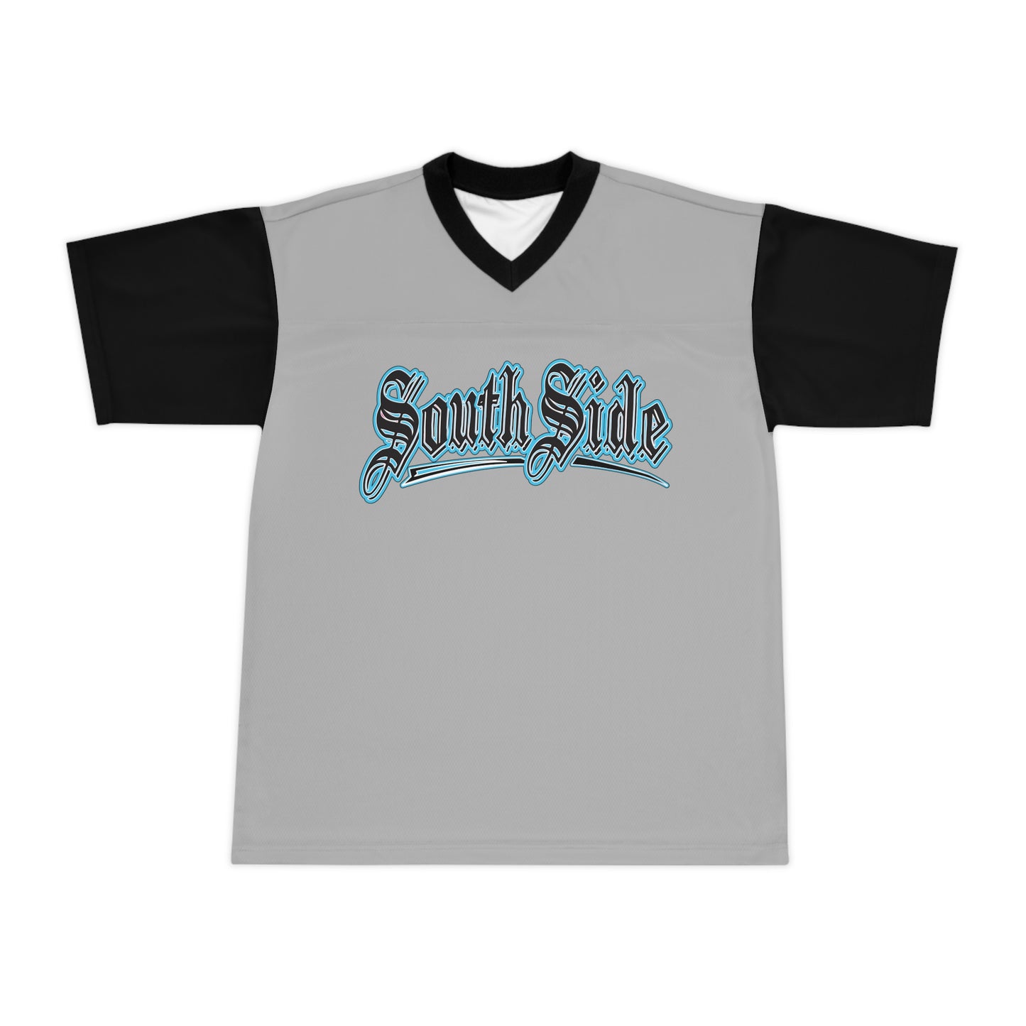 South Side Unisex Football Jersey (AOP) Grey & Black