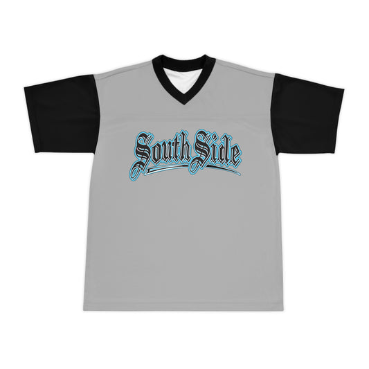 South Side Unisex Football Jersey (AOP) Grey & Black