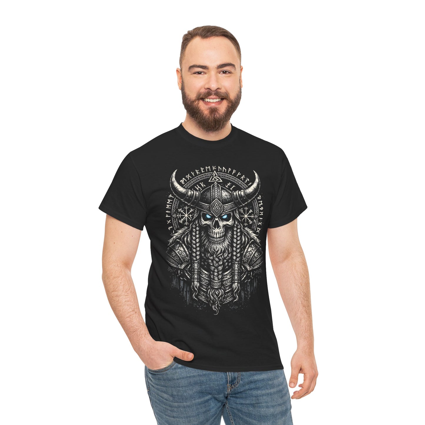 Viking Skull Warrior Tee – Norse Rune Heavy Metal T-Shirt