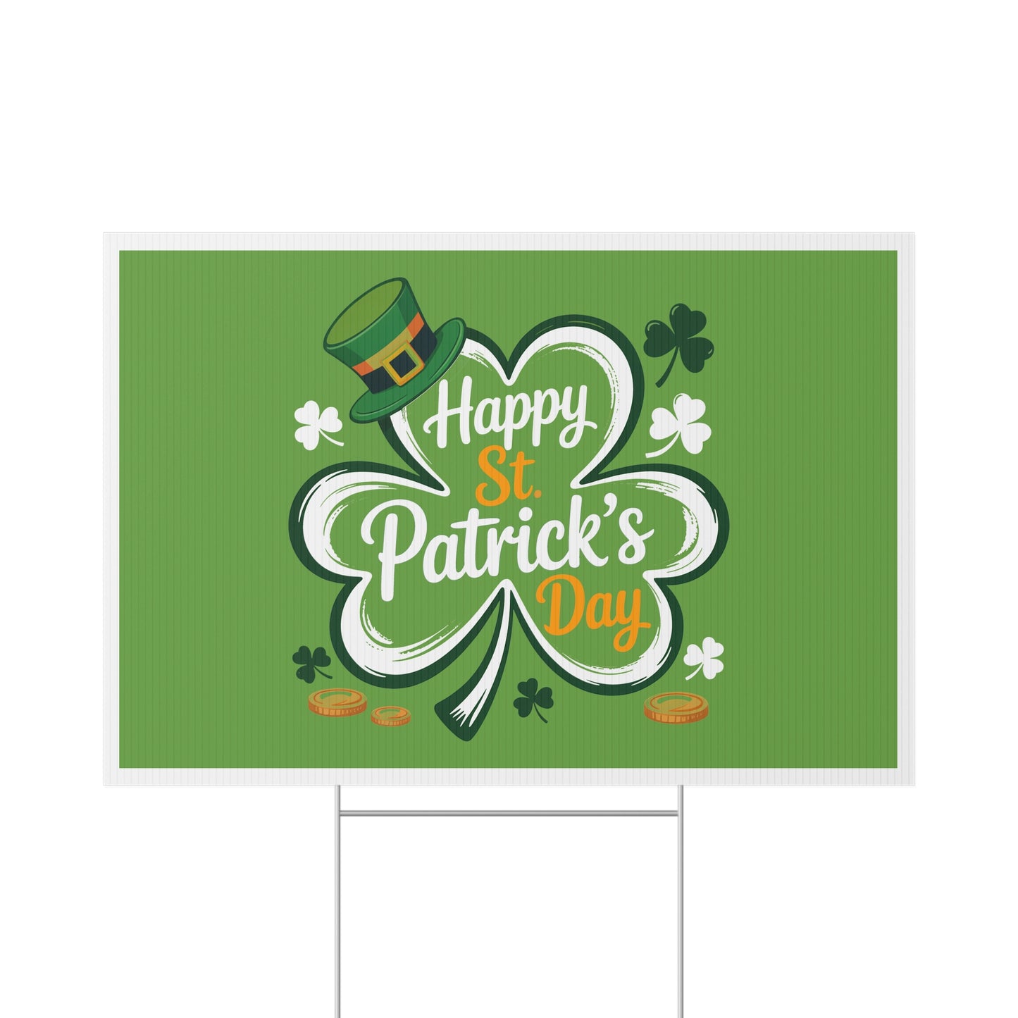 St. Patrick's Day Lawn Sign — Happy St. Patrick's Day Shamrock Yard Decor Printify