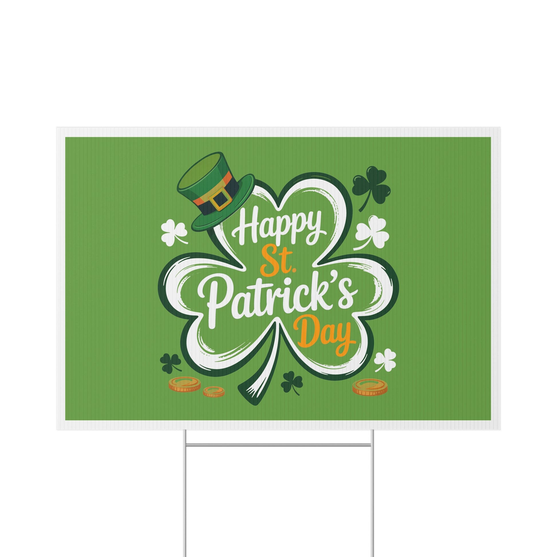 St. Patrick's Day Lawn Sign — Happy St. Patrick's Day Shamrock Yard Decor Printify