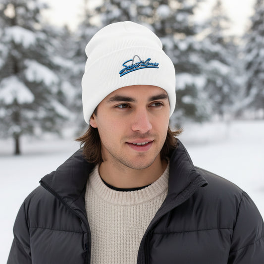 Embroidered Beanie- Saint Louis Blue lettering