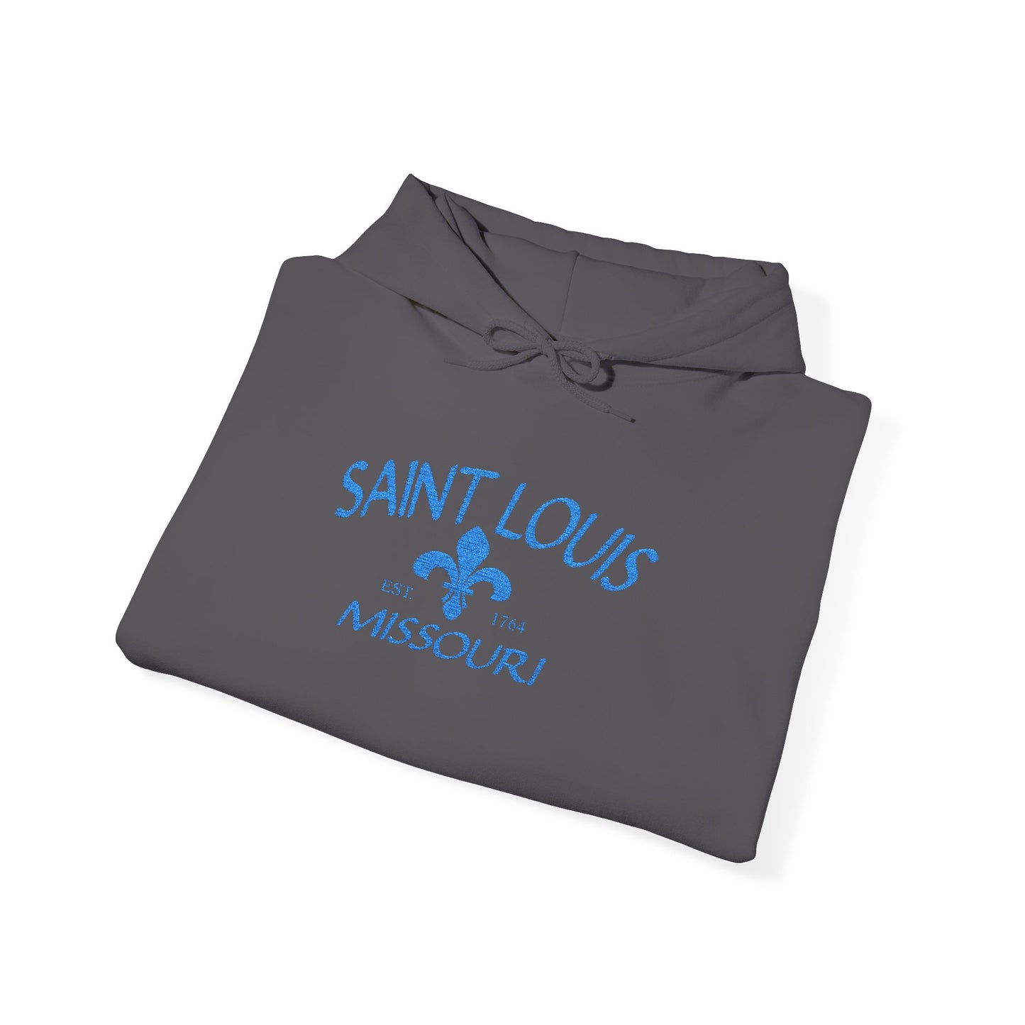 Saint Louis Embroidered Hoodie — Blue Lettering