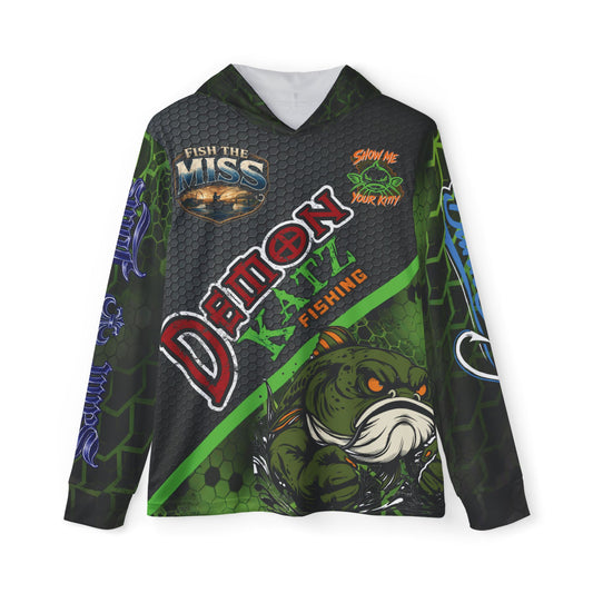 Demon Katz Fishing Hoodie — All-Over Print Men's Fishing Warmup Hoodie
