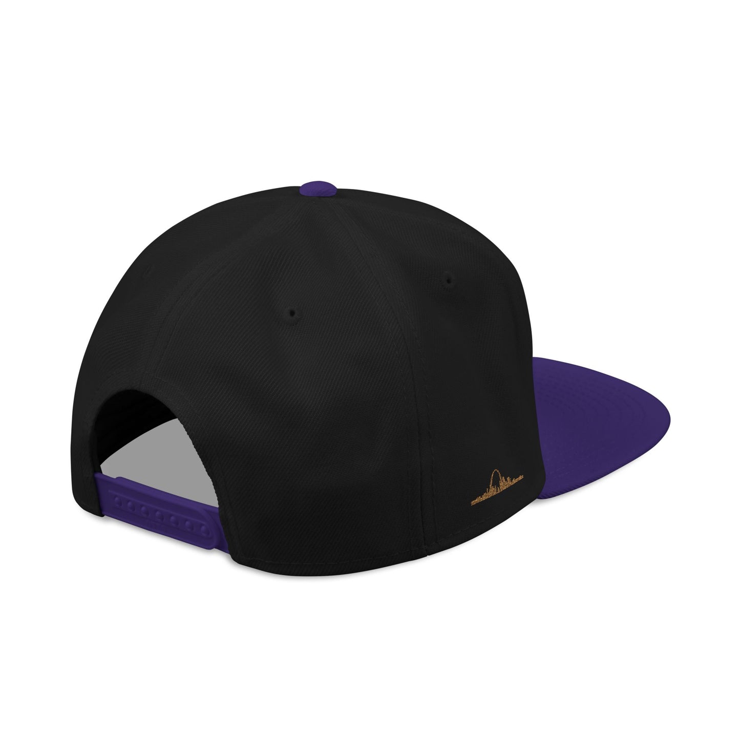 Embroidered Snapback Hat - Saint Louis - White and Gold Lettering Printify