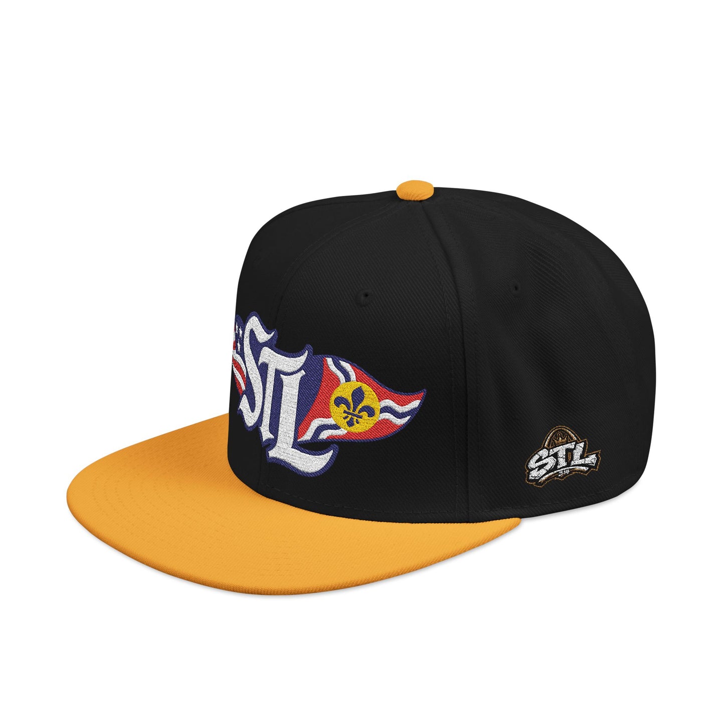 Otto 125‑978 STL Pride Embroidered Hat – Saint Louis Flag, American Flag & Gold Skyline