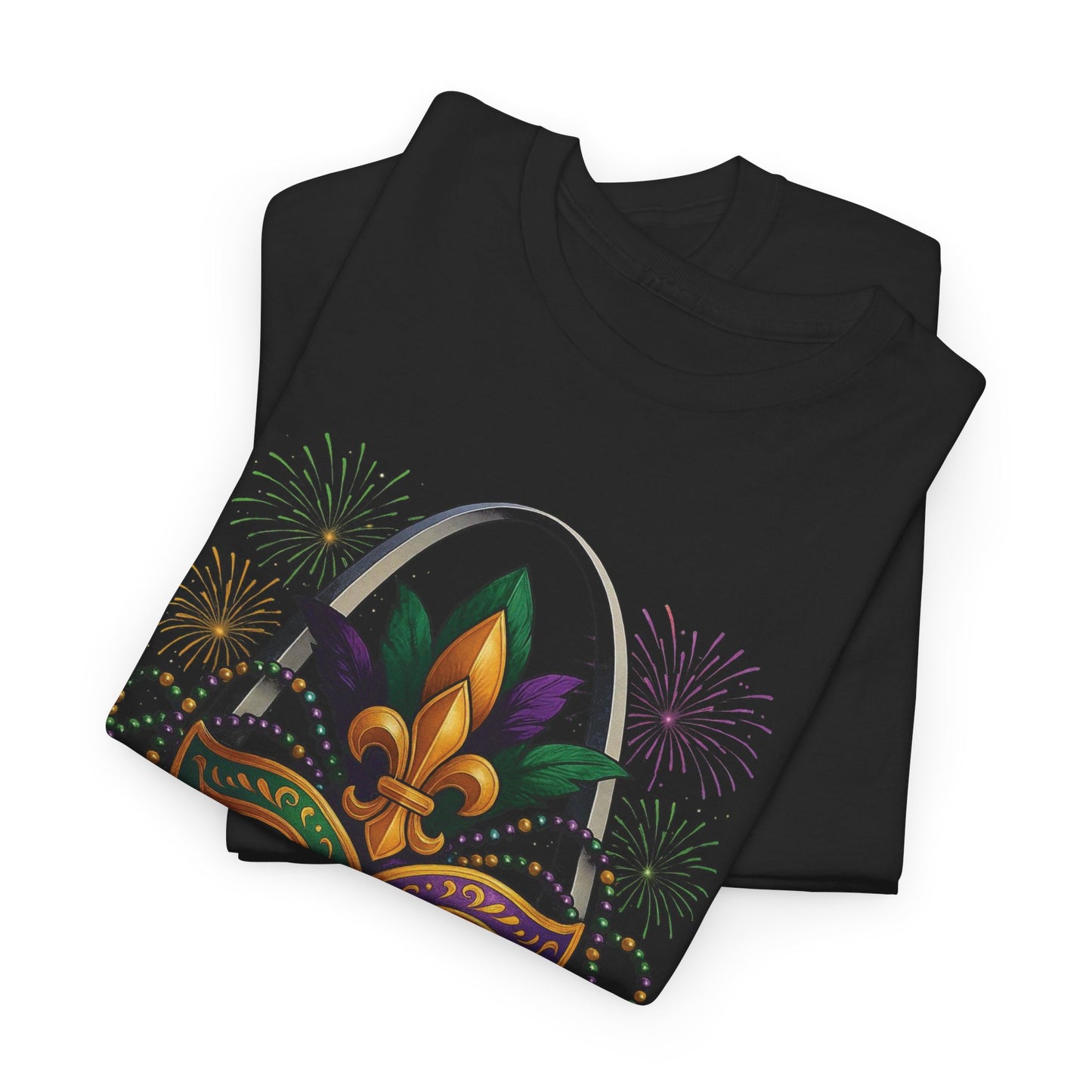 Mardi Gras Graphic T-Shirt — Festive Mask & Beads Tee