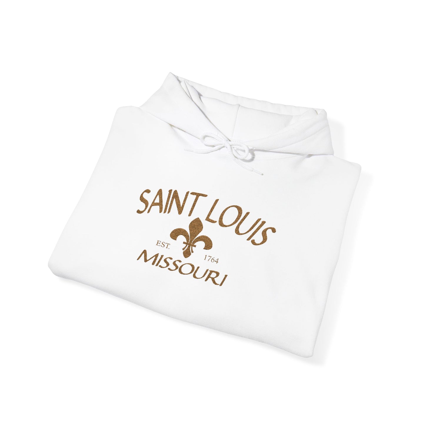 Saint Louis Missouri Embroidered Hoodie — Brown Lettering