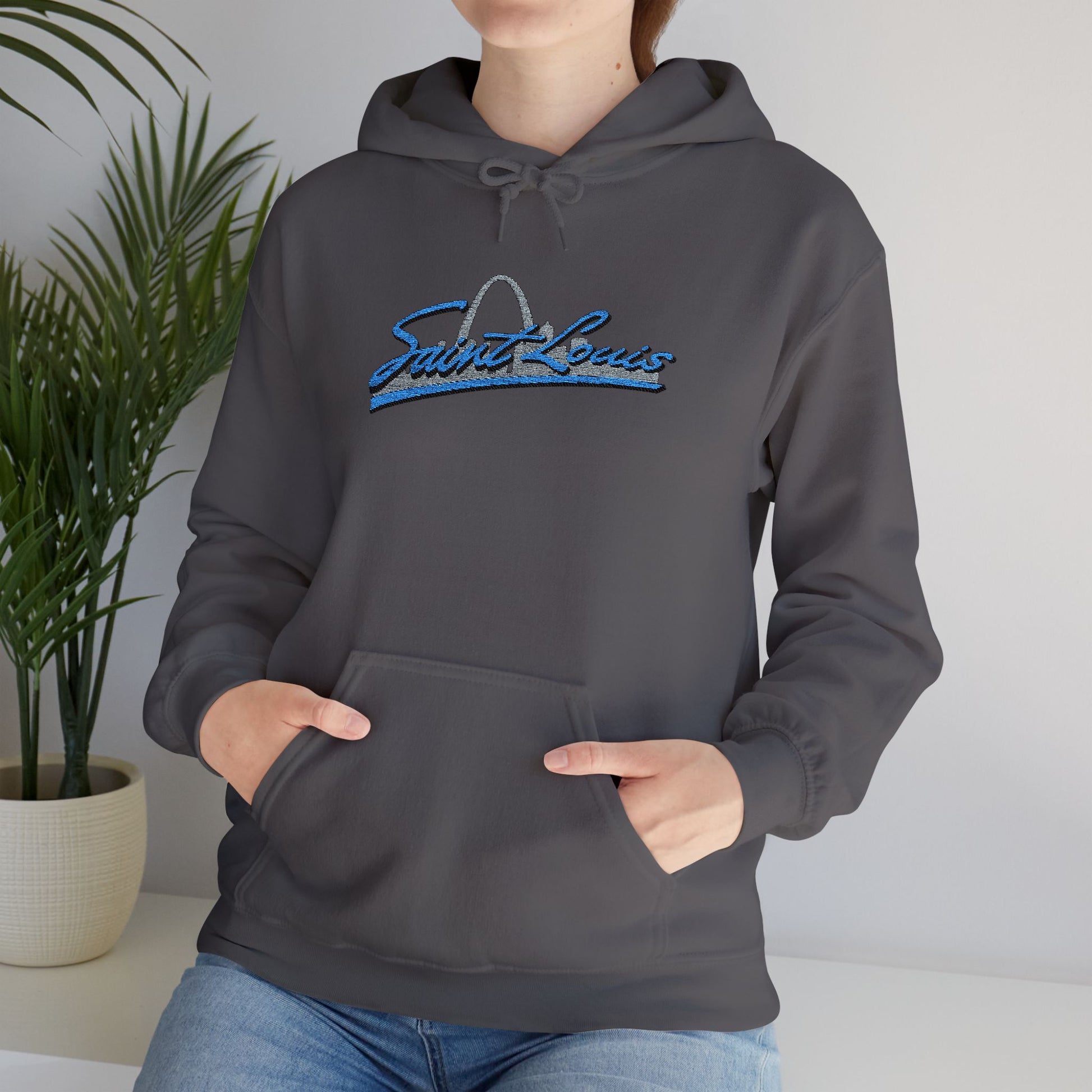 Embroidered Hoodie- Saint Louis Printify