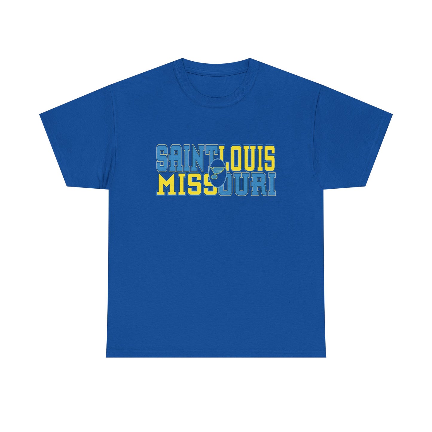 Saint Louis Missouri Tee in Blue & Gold Font