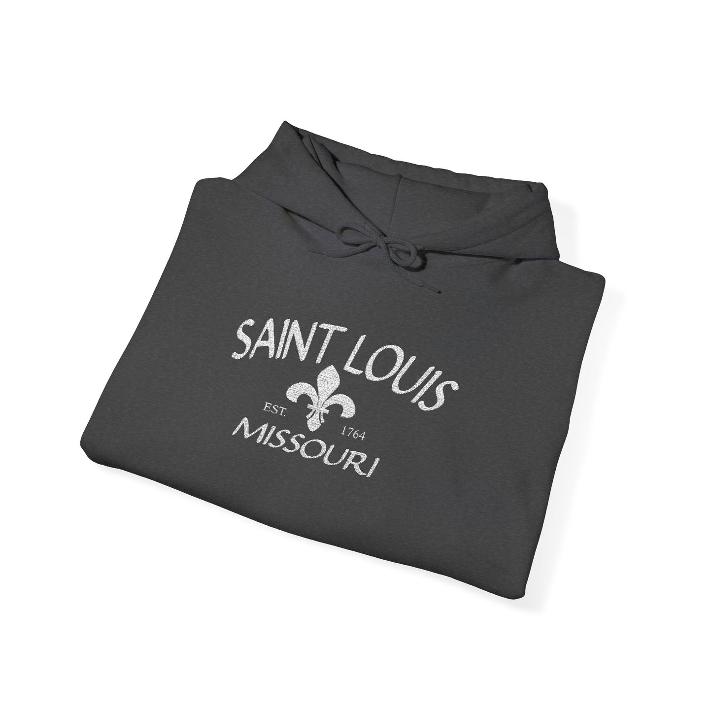 Saint Louis Missouri Embroidered Hoodie — White Lettering Printify