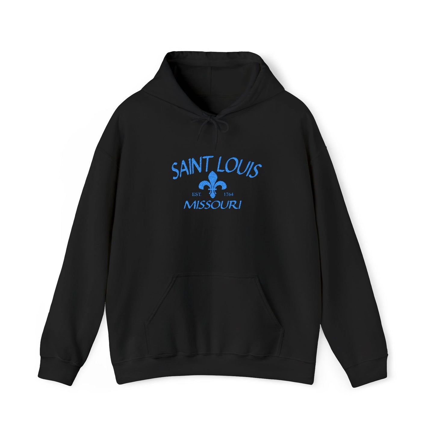 Saint Louis Embroidered Hoodie — Blue Lettering