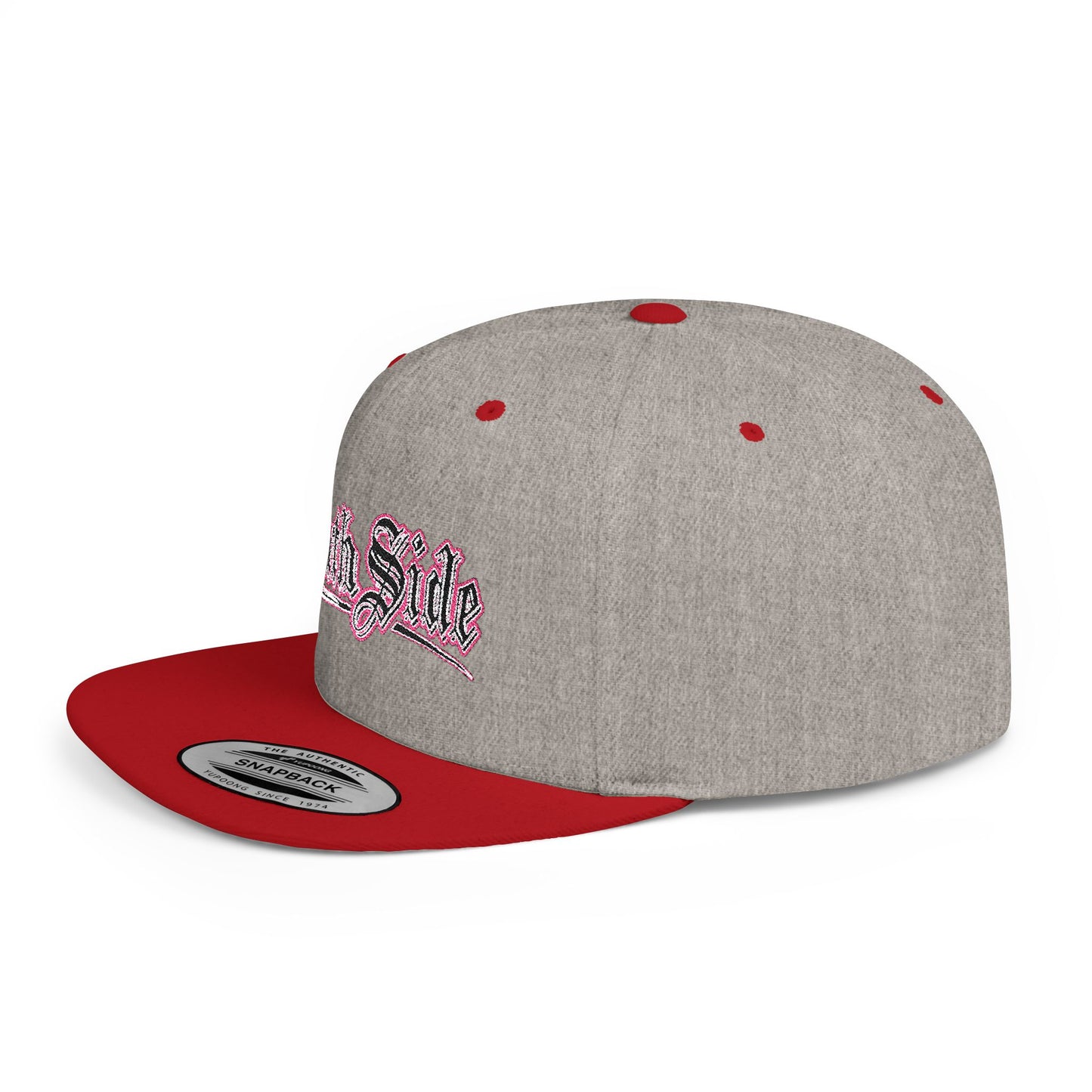 South Side Flat Bill Snapback Pink outline Printify