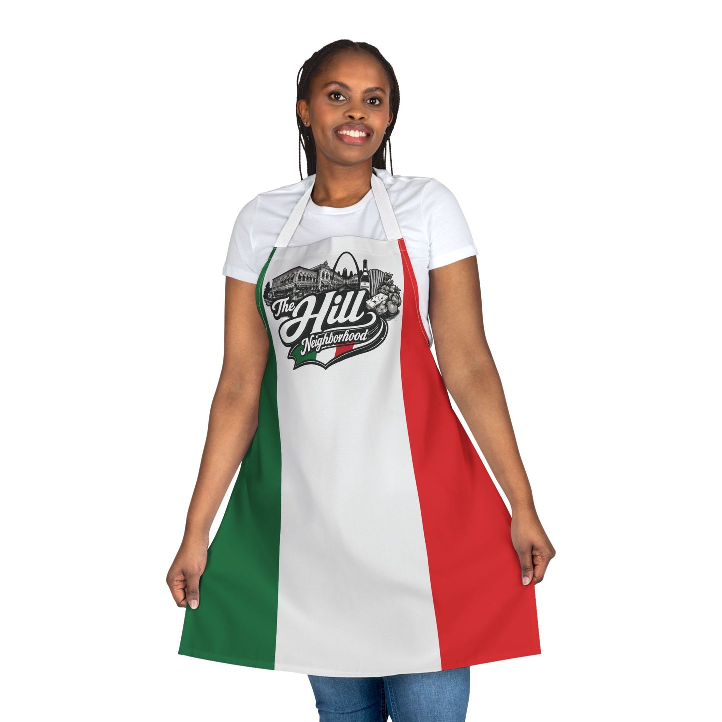 Italian Flag Apron with 'The Hill Neighborhood' Logo – Patriotic Kitchen Apron