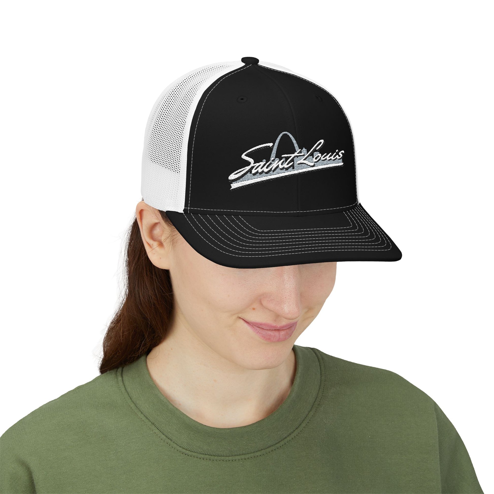 Embroidered Snapback Trucker Cap - Saint Louis Logo Printify