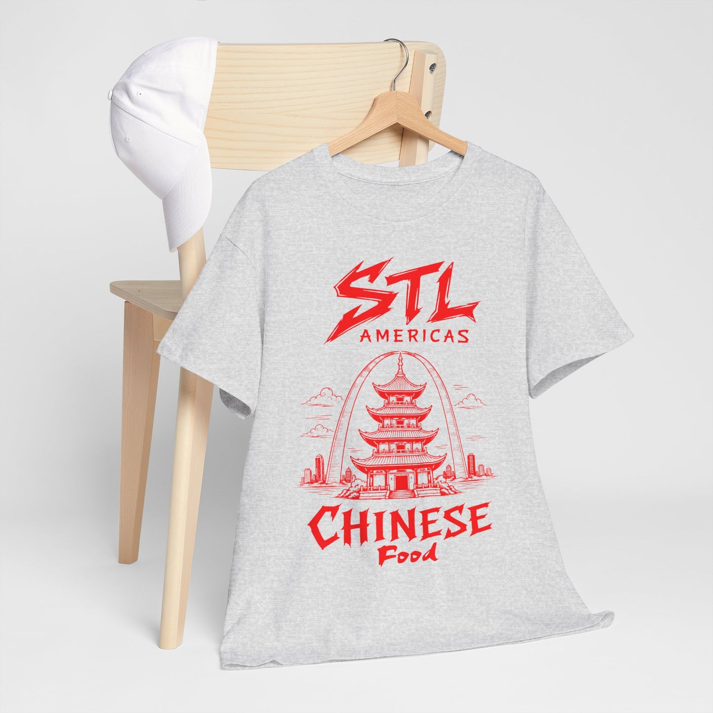 STL Americas Chinese Food T-Shirt — Retro Pagoda Graphic Tee