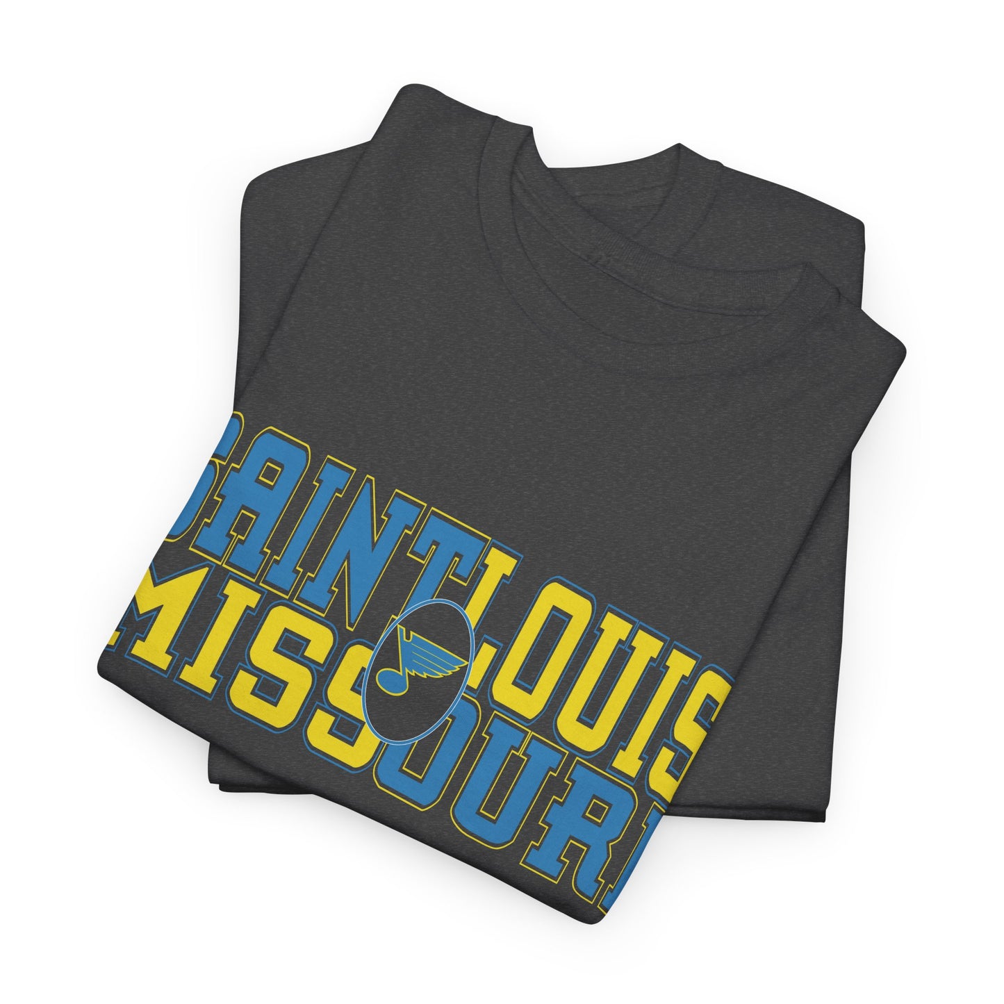 Saint Louis Missouri Tee in Blue & Gold Font