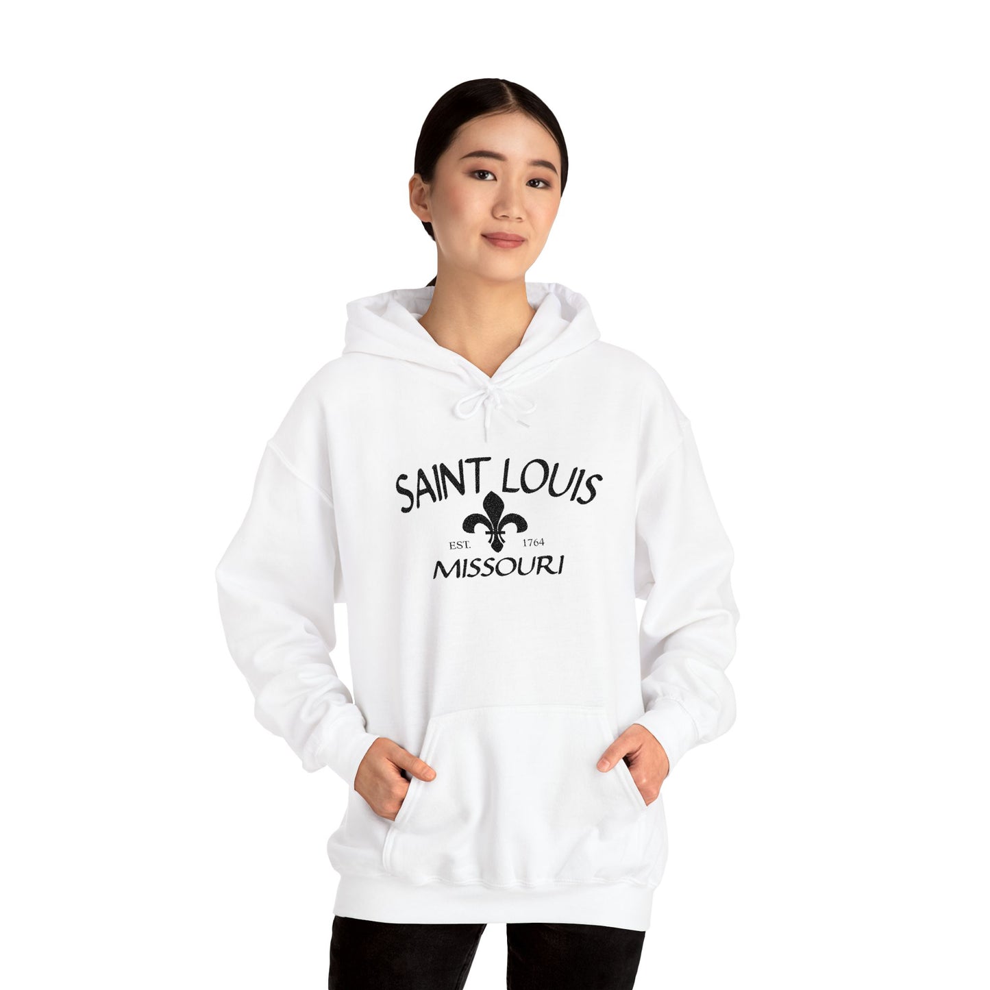 Saint Louis Missouri Embroidered Hoodie (Black Lettering)
