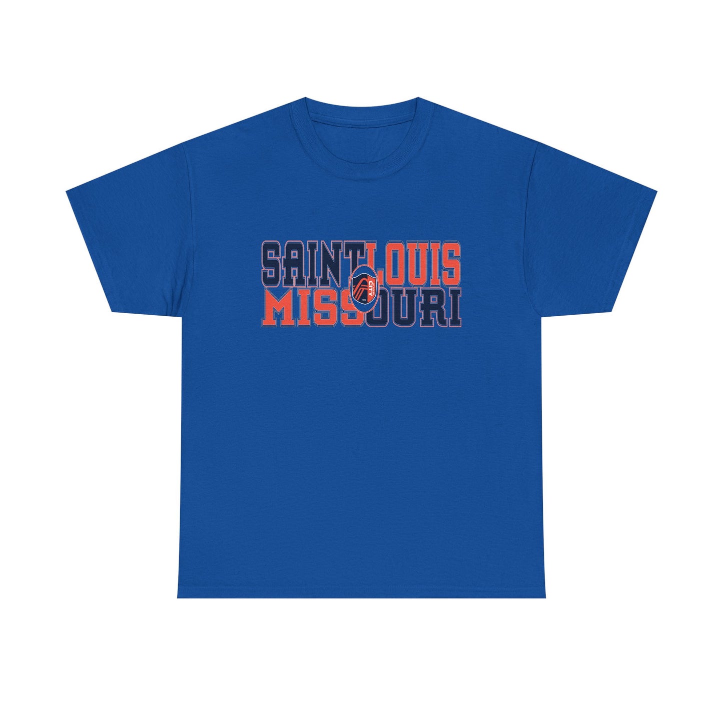 Saint Louis Missouri Tee in Blue and Red Font