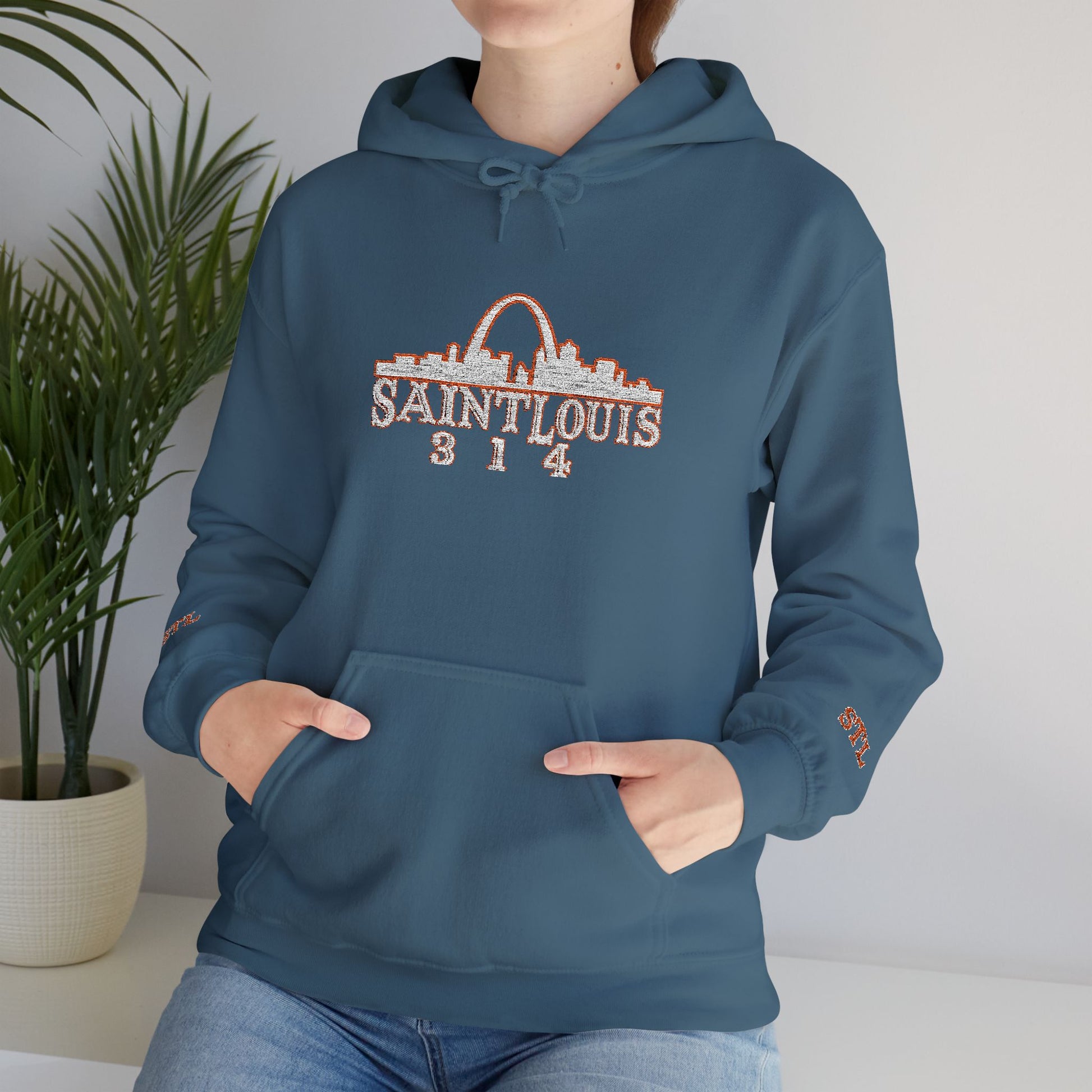 St. Louis Skyline Embroidered Hoodie Printify