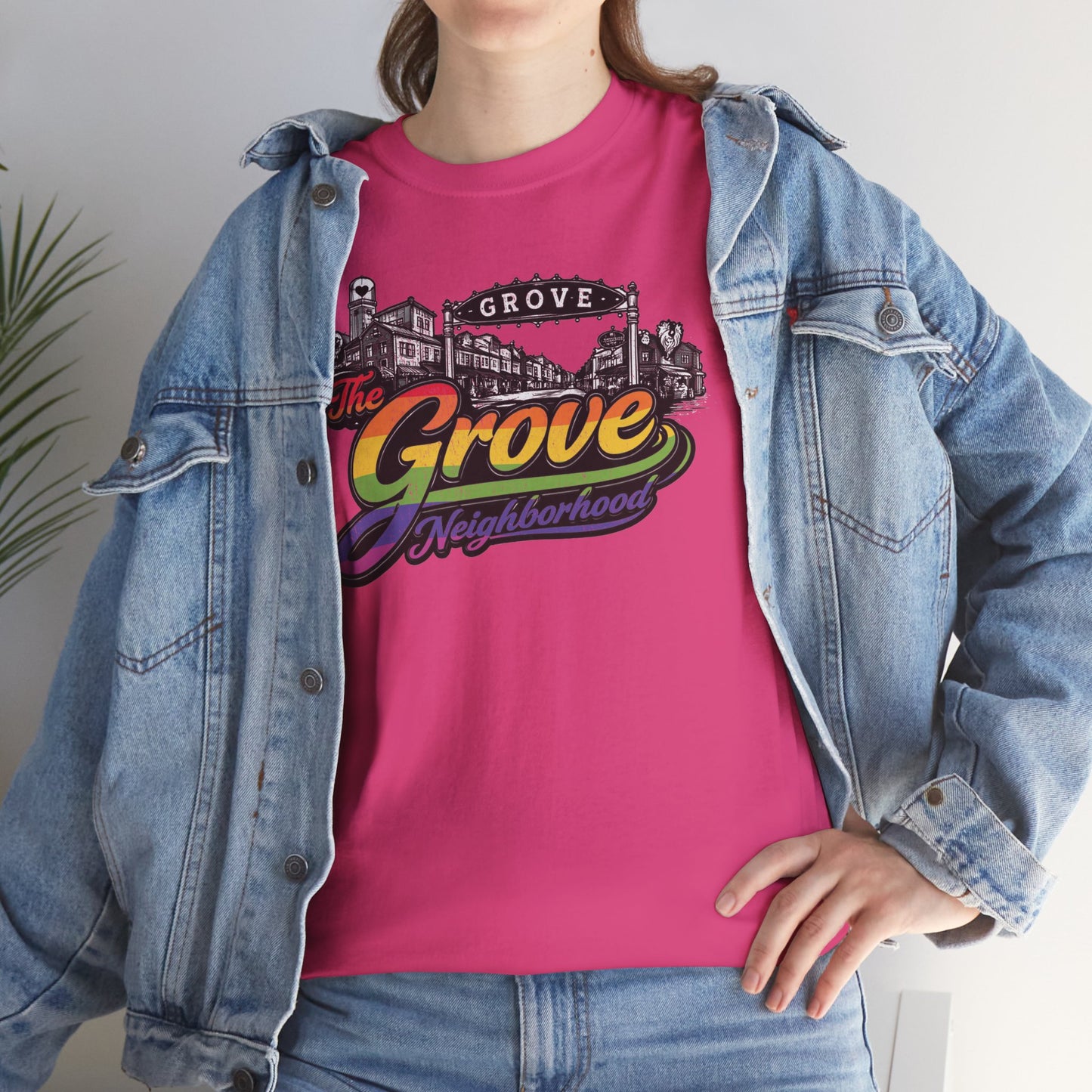 The Grove Neighborhood Tee — Retro Rainbow Logo T-Shirt