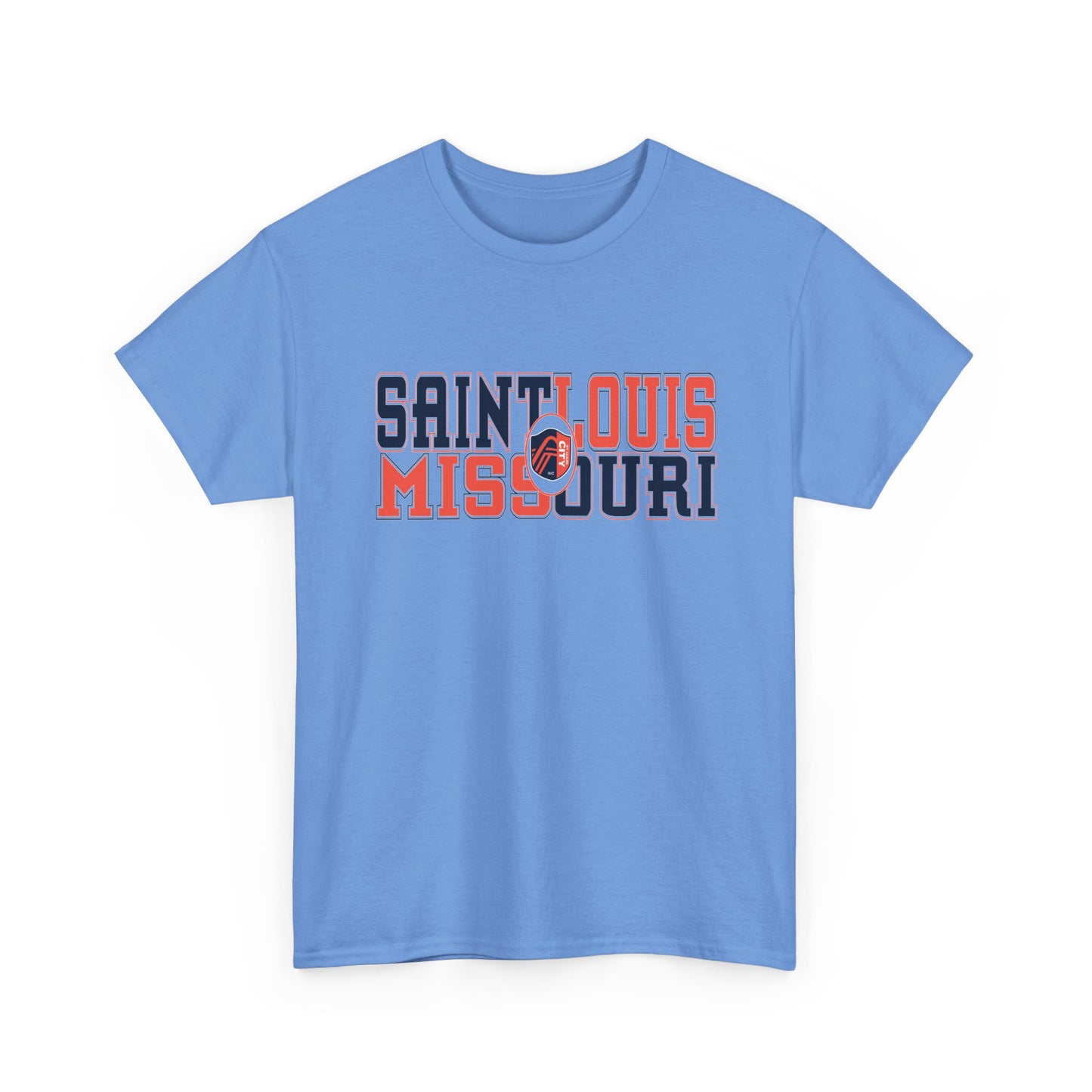 Saint Louis Missouri Tee in Blue and Red Font