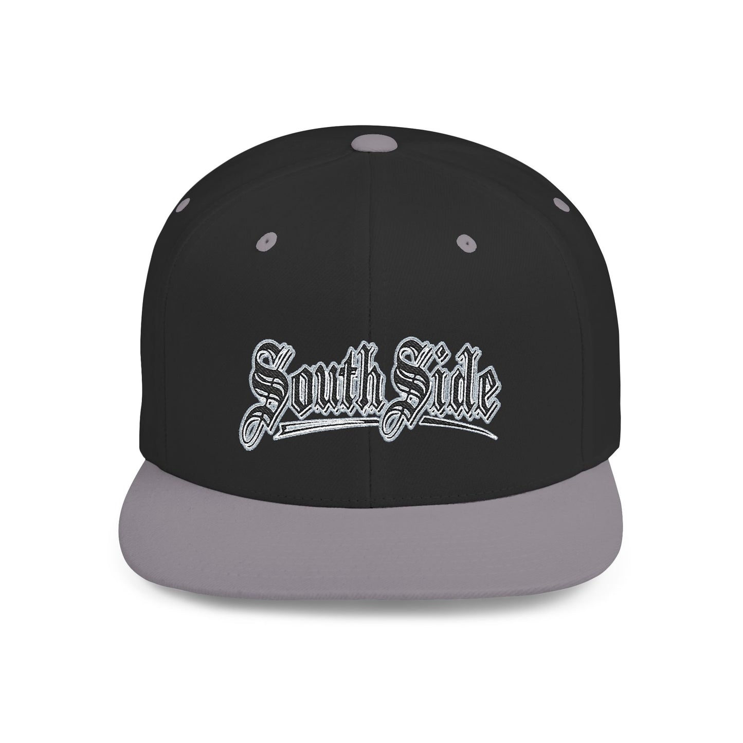 South Side Flat Bill Snapback blue outline Printify