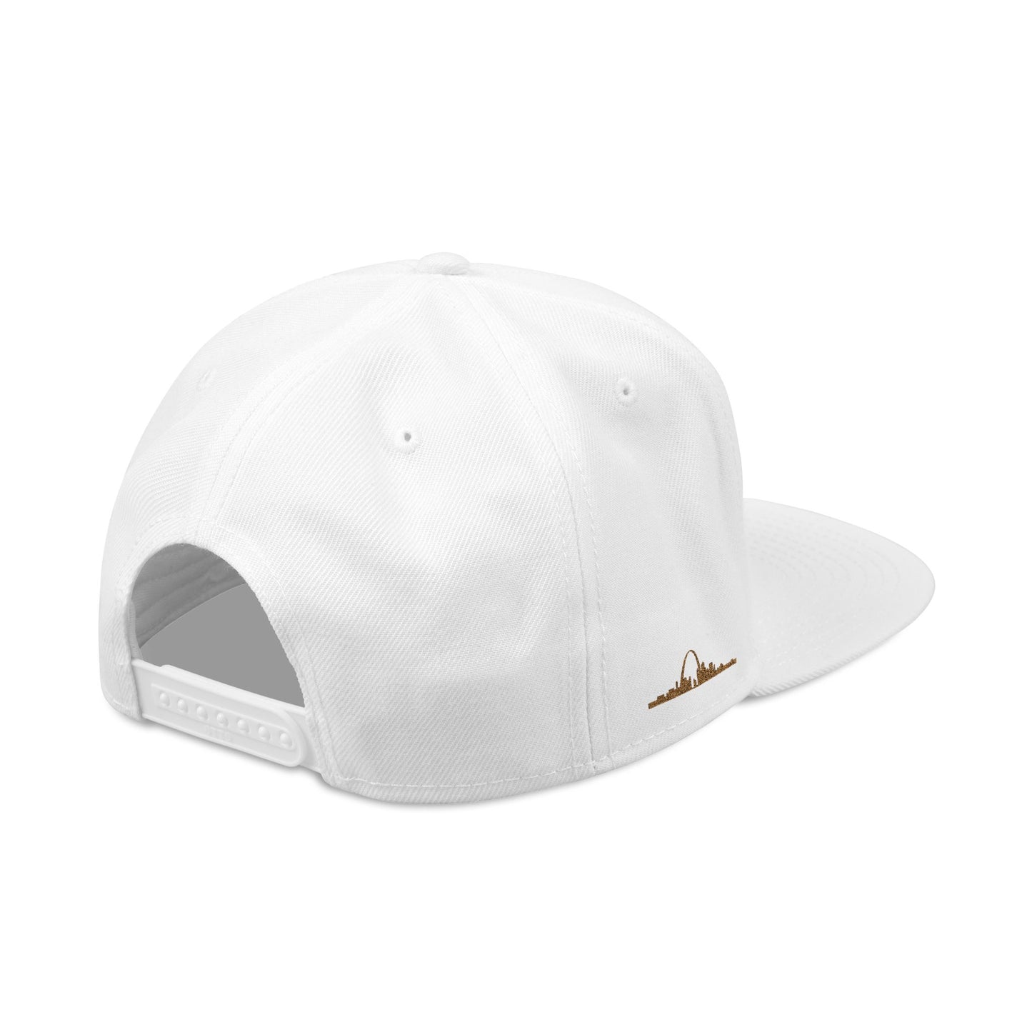 Embroidered Snapback Hat - Southside STL - White & Gold Lettering Printify