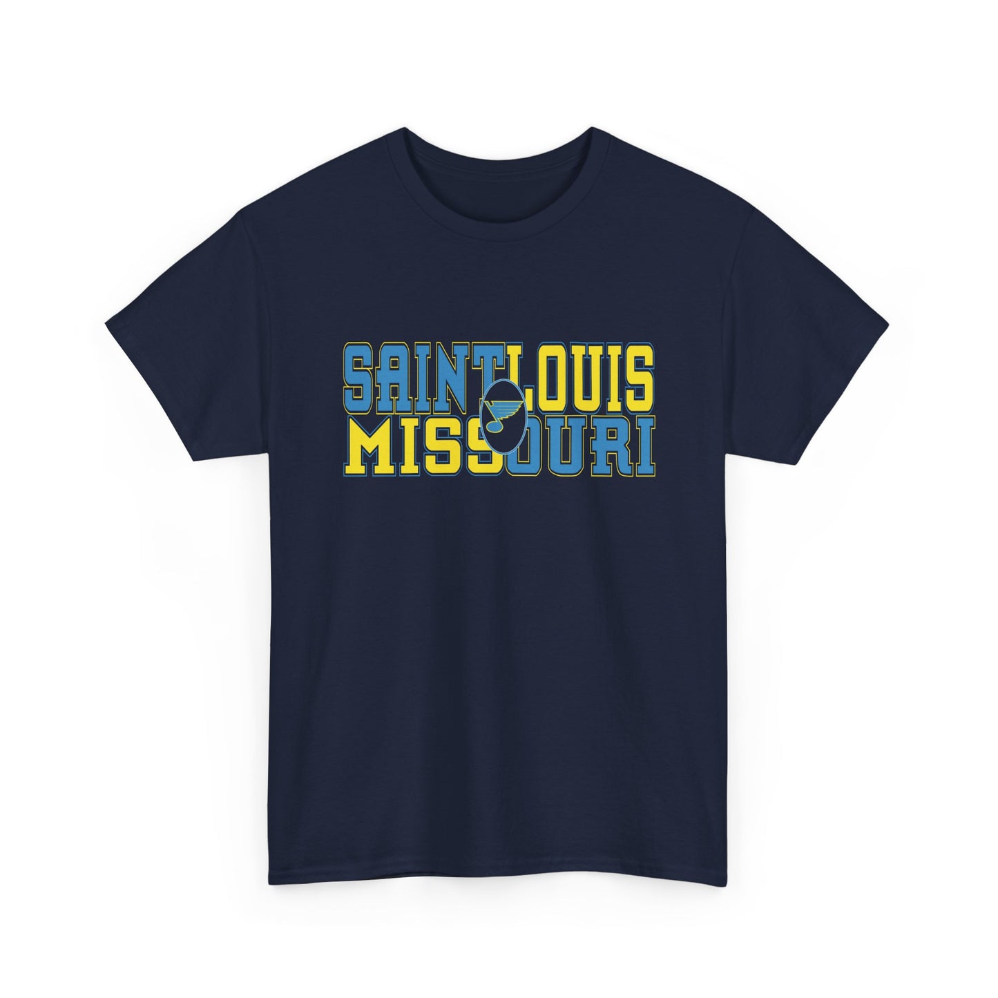 Saint Louis Missouri Tee in Blue & Gold Font