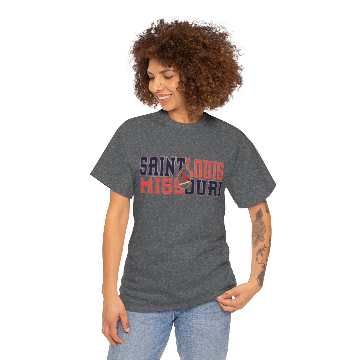 Saint Louis Tee in Red and Blue Lettering