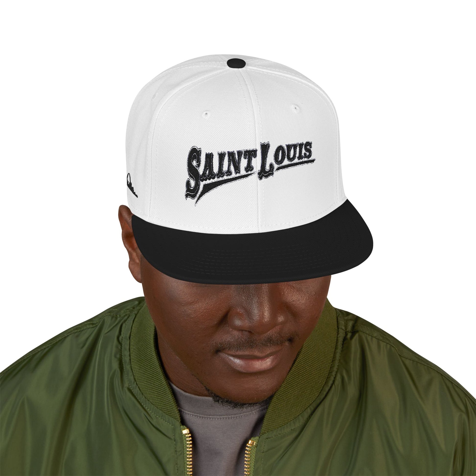 Saint Louis Flat Bill Snapback Cap with Skyline sides Printify
