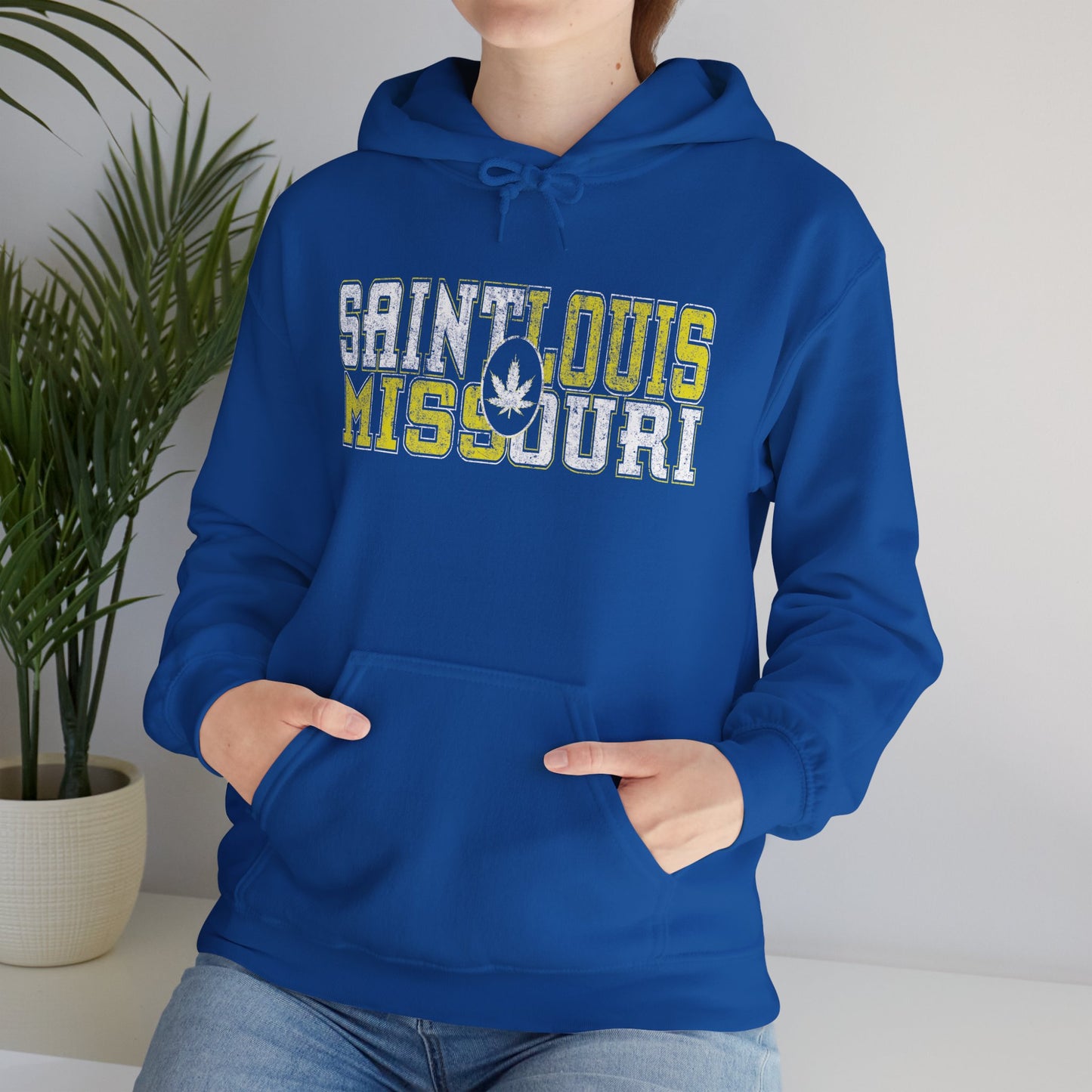 Saint Louis Missouri Hoodie – Retro Collegiate Design with Leaf Emblem