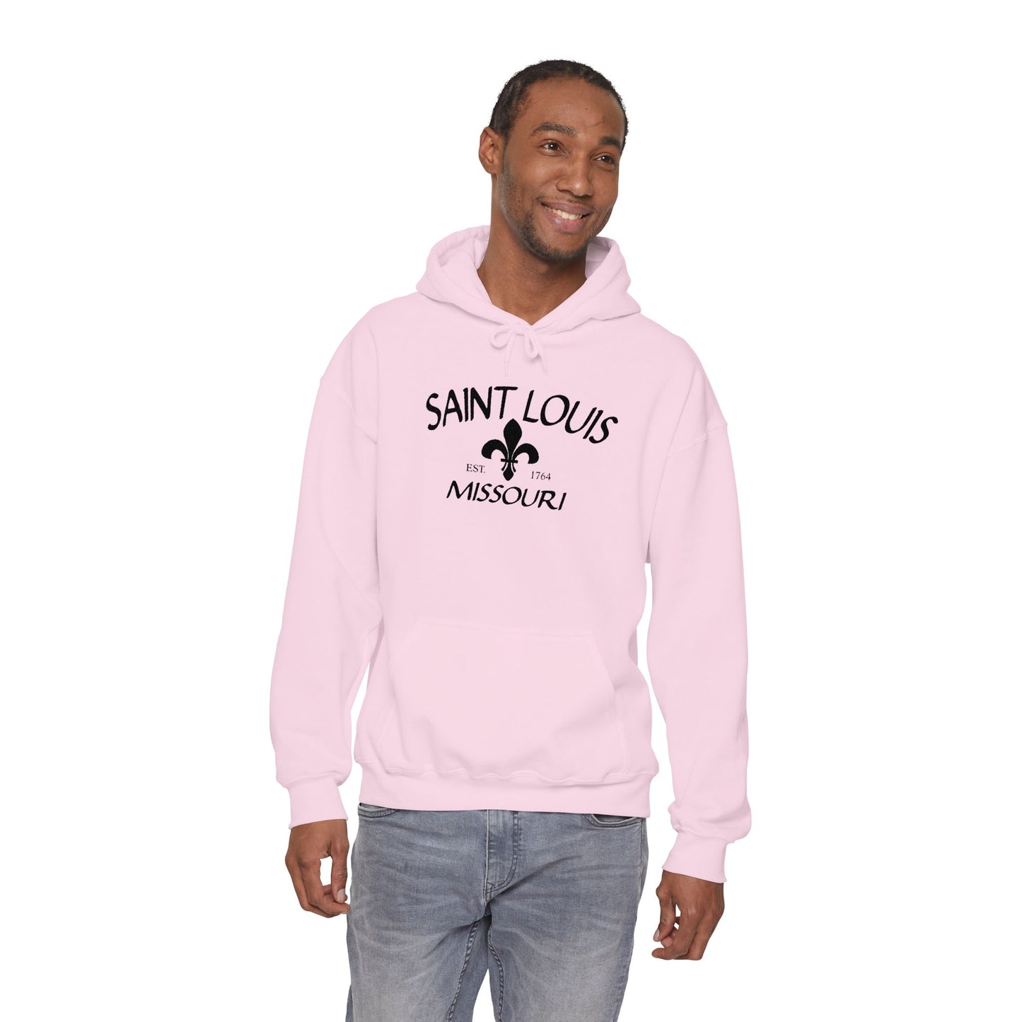 Saint Louis Missouri Embroidered Hoodie (Black Lettering)