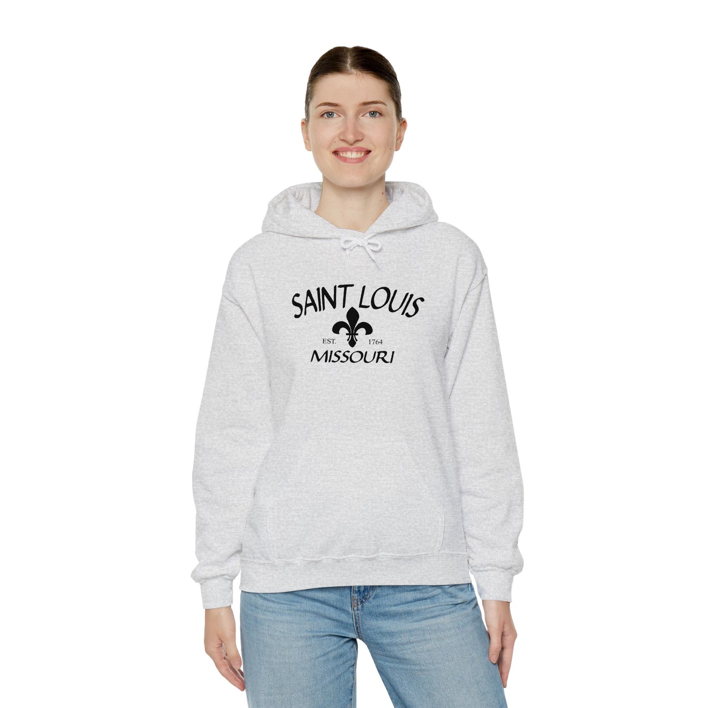 Saint Louis Missouri Embroidered Hoodie (Black Lettering)