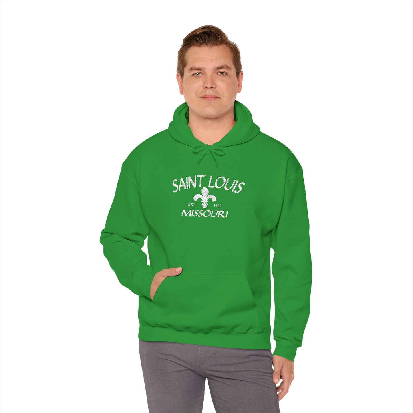 Saint Louis Missouri Embroidered Hoodie — White Lettering Printify
